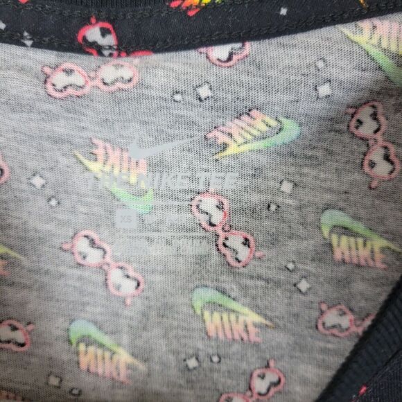 Nike Shirt  Womens Extra Small Black Crop Top Sunglasses All Over Print Rainbow - Picture 3 of 11